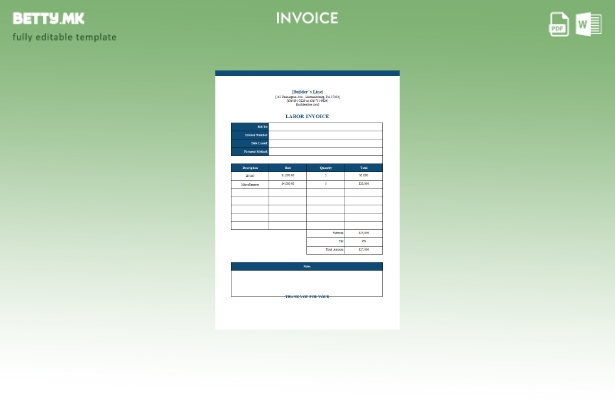 Шаблон за бесплатна фактура за труд во модерен стил